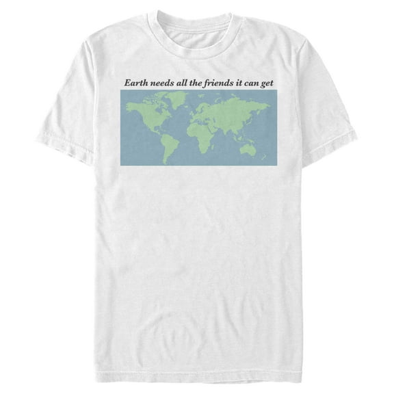 Men's Lost Gods Earth Map  Graphic Tee White 2X Large