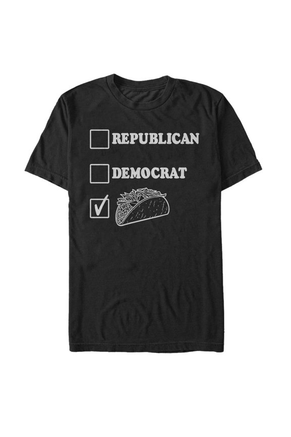 Men's Lost Gods Election Ballot Vote Tacos  Graphic Tee Black 3X Large