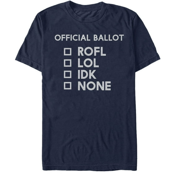 Men's Lost Gods Election Official Ballot ROFL LOL IDK None Graphic Tee Navy Blue X Large