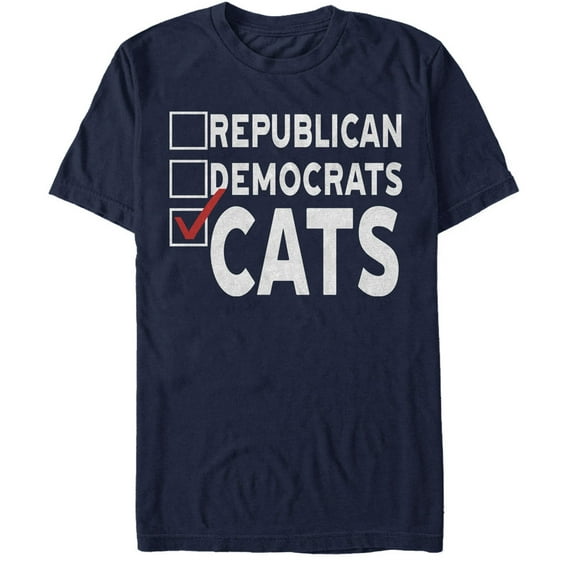 Men's Lost Gods Election Vote Cats  Graphic Tee Navy Blue X Large