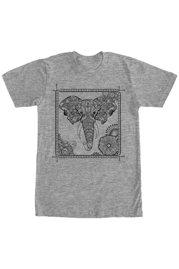 Men's Lost Gods Elephant Henna Frame Graphic Tee Athletic Heather Large