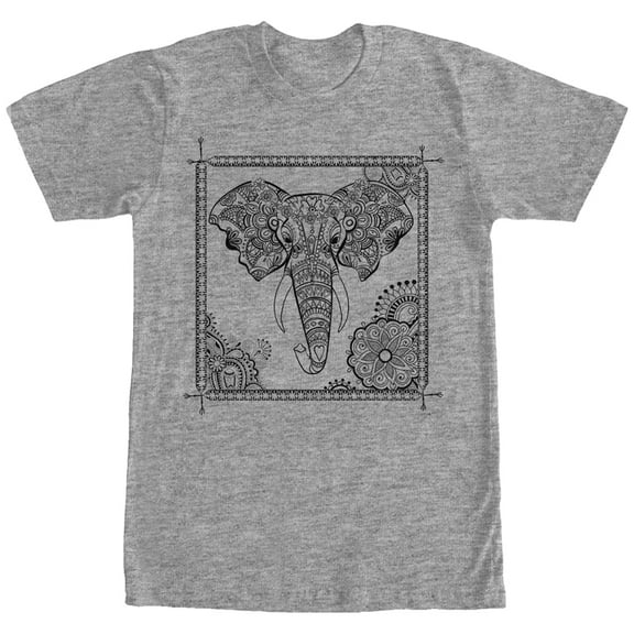 Men's Lost Gods Elephant Henna Frame  Graphic Tee Athletic Heather X Large