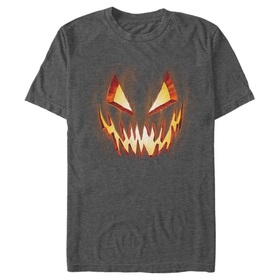 Men's Lost Gods Evil Pumpkin Face Graphic Tee Charcoal Heather Large