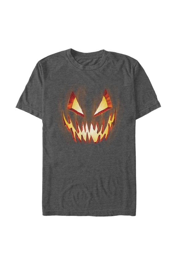 Men's Lost Gods Evil Pumpkin Face Graphic Tee Charcoal Heather Medium