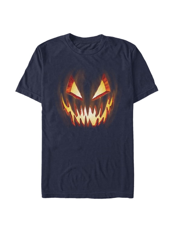 Men's Lost Gods Evil Pumpkin Face Graphic Tee Navy Blue 3X Large