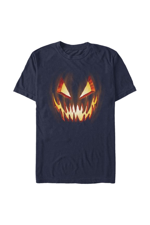 Men's Lost Gods Evil Pumpkin Face Graphic Tee Navy Blue Small