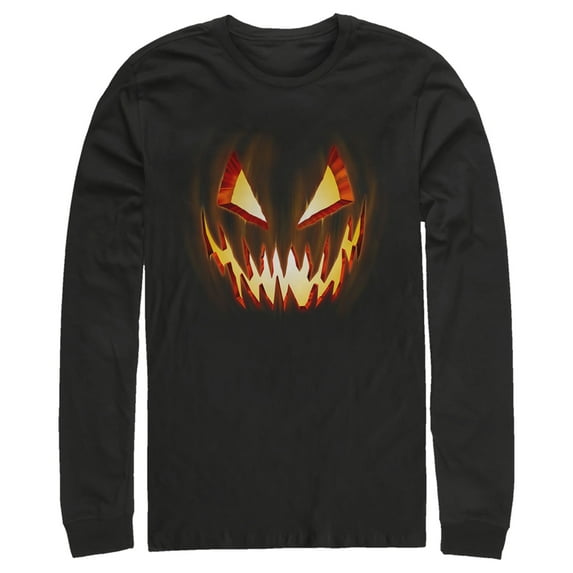 Men's Lost Gods Evil Pumpkin Face Long Sleeve Shirt Black X Large