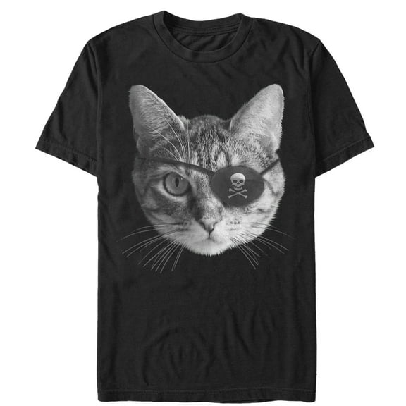 Men's Lost Gods Eyepatch Pirate Kitty Graphic Tee Black 2X Large