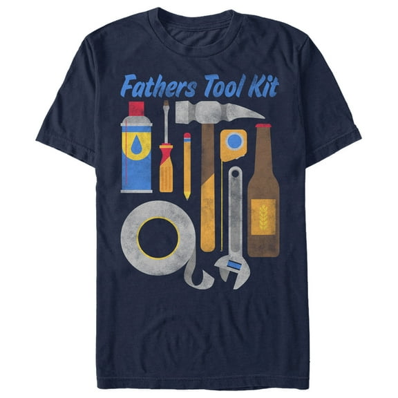 Men's Lost Gods Father's Day Tool Kit Cartoon  Graphic Tee Navy Blue Large