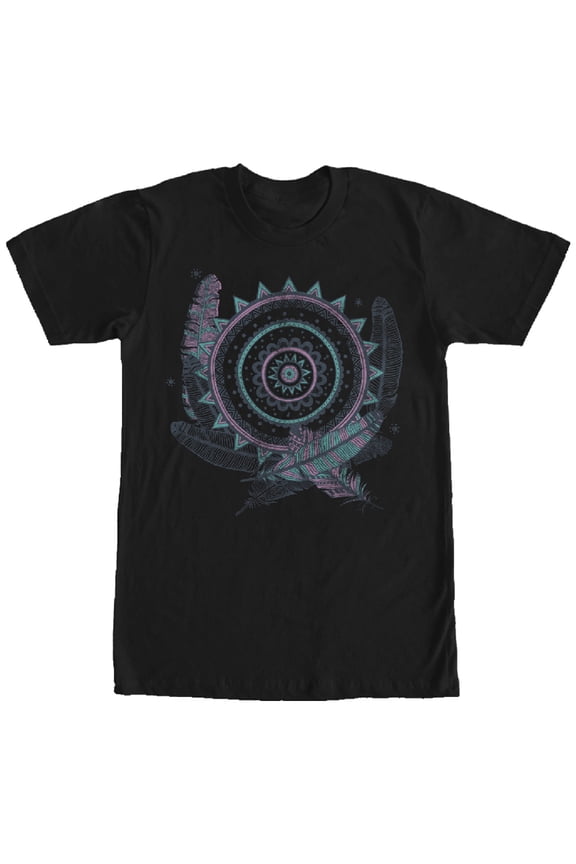 Men's Lost Gods Feather Circle Graphic Tee Black Medium