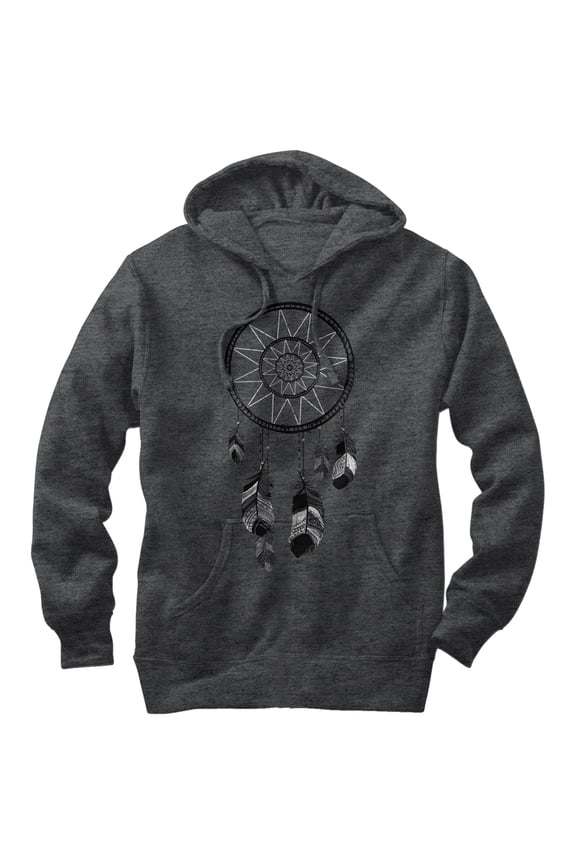 Men's Lost Gods Feather Dream Catcher  Pull Over Hoodie Charcoal Heather Large