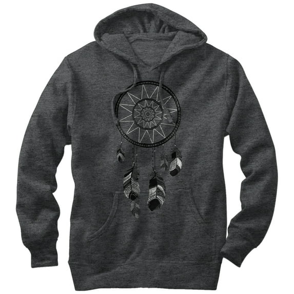 Men's Lost Gods Feather Dream Catcher Pull Over Hoodie Charcoal Heather Medium