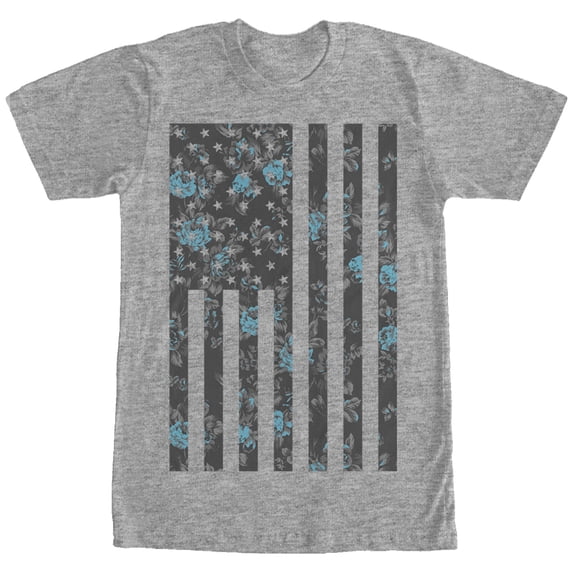 Men's Lost Gods Flower American Flag Graphic Tee Athletic Heather Large