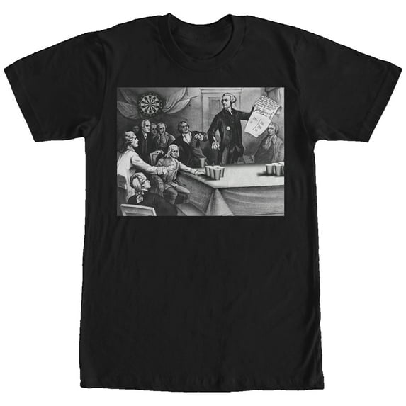 Men's Lost Gods Founding Fathers Pong Graphic Tee Black Medium