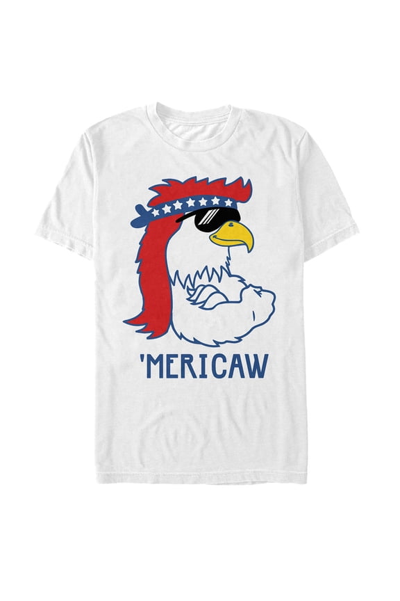 Men's Lost Gods Fourth of July American Eagle Cartoon Graphic Tee White 3X Large