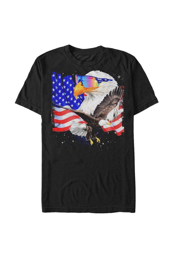 Men's Lost Gods Fourth of July American Eagle Soar Graphic Tee Black 4X Large