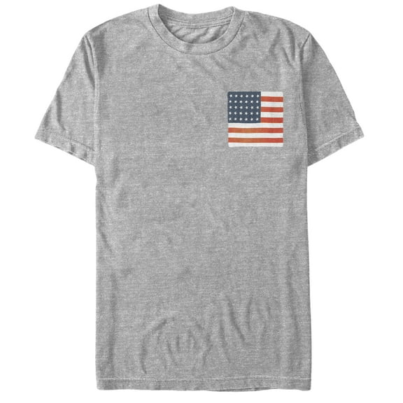 Men's Lost Gods Fourth of July American Flag Square Graphic Tee Athletic Heather 3X Large