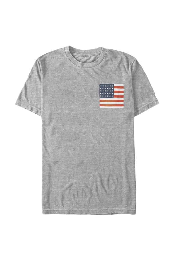 Men's Lost Gods Fourth of July American Flag Square Graphic Tee Athletic Heather Large
