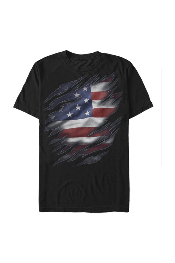 Men's Lost Gods Fourth of July American Flag Torn  Graphic T-Shirt