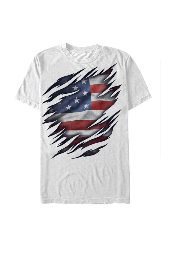 Men's Lost Gods Fourth of July  American Flag Torn  Graphic Tee White X Large