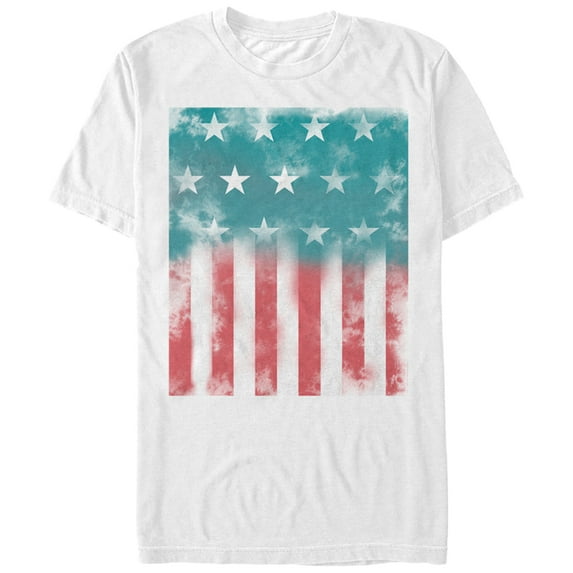 Men's Lost Gods Fourth of July American Flag Watercolor Print Graphic Tee White Small