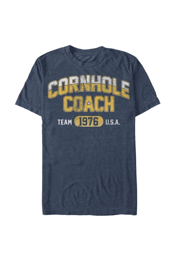 Men's Lost Gods Fourth of July Cornhole Coach Graphic Tee Navy Blue Heather 3X Large