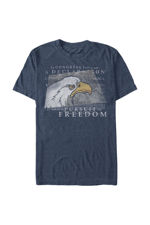 Men's Lost Gods Fourth of July Declaration of Independence Eagle Graphic Tee Navy Blue Heather Medium