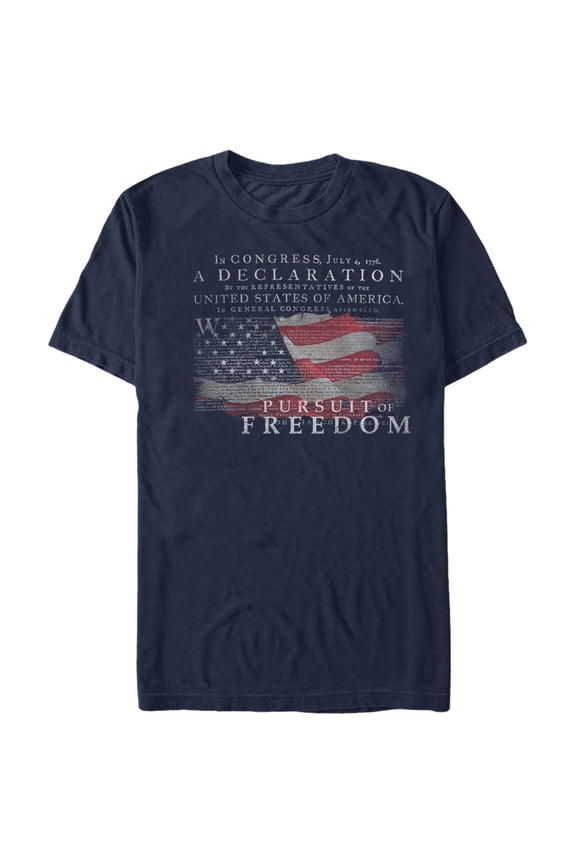 Men's Lost Gods Fourth of July Declaration of Independence Graphic Tee Navy Blue Large