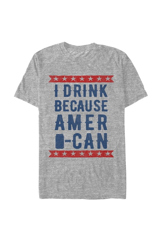 Men's Lost Gods Fourth of July  Drink American  Graphic Tee Athletic Heather X Large