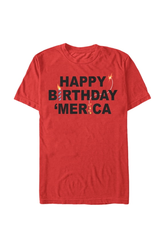 Men's Lost Gods Fourth of July  Happy Birthday America  Graphic Tee Red Medium