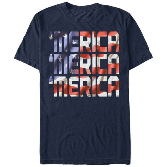 Men's Lost Gods Fourth of July Merica Flag Graphic Tee Navy Blue Large