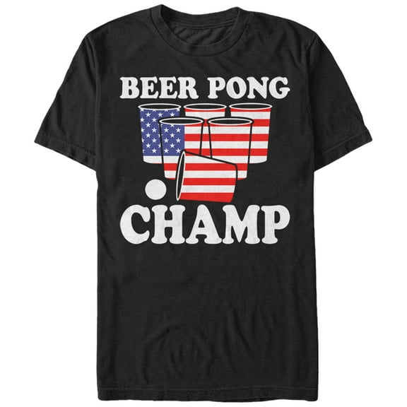 Men's Lost Gods Fourth of July Pong American Flag Cup Graphic Tee Black Large