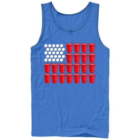 Men's Lost Gods Fourth of July Pong American Flag Tank Top Royal Blue Large