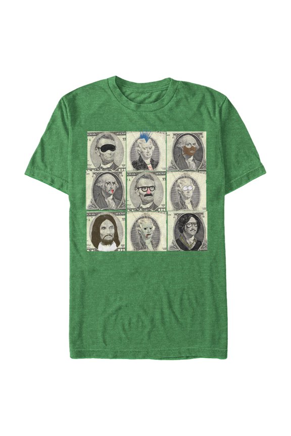Men's Lost Gods Fourth of July  Presidential Funny Faces  Graphic Tee Kelly Heather X Large