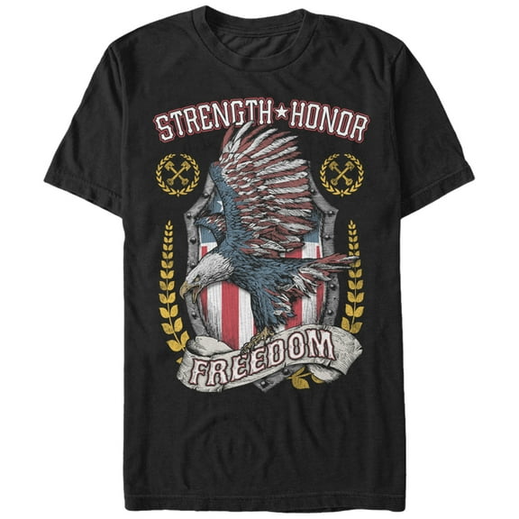 Men's Lost Gods Fourth of July Strength Honor Freedom USA Graphic Tee Black Medium