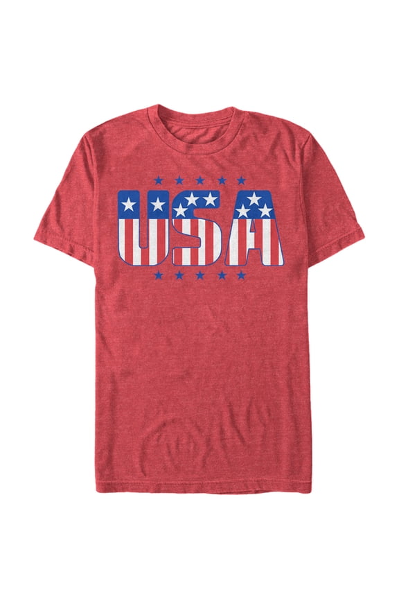 Men's Lost Gods Fourth of July USA American Flag Stars Graphic Tee Red Heather Small