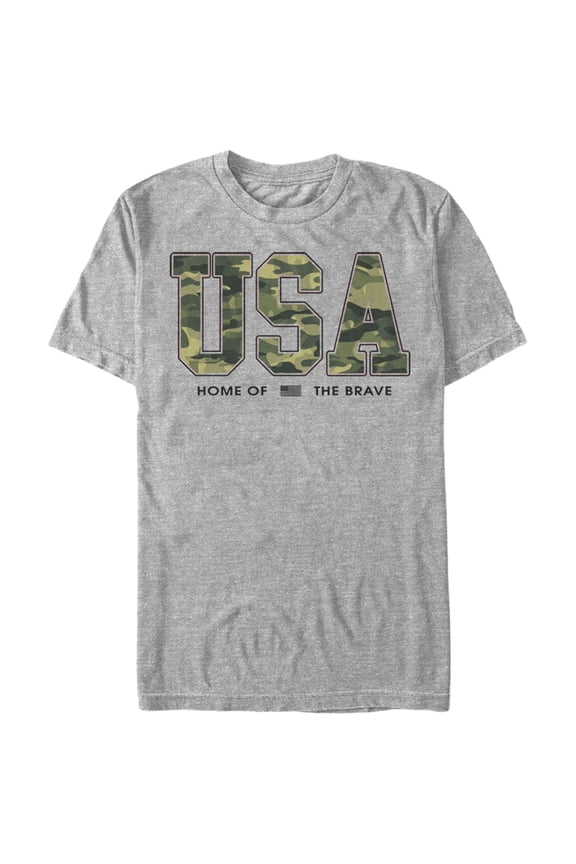 Men's Lost Gods Fourth of July USA Camo Home of the Brave Graphic Tee Athletic Heather Large
