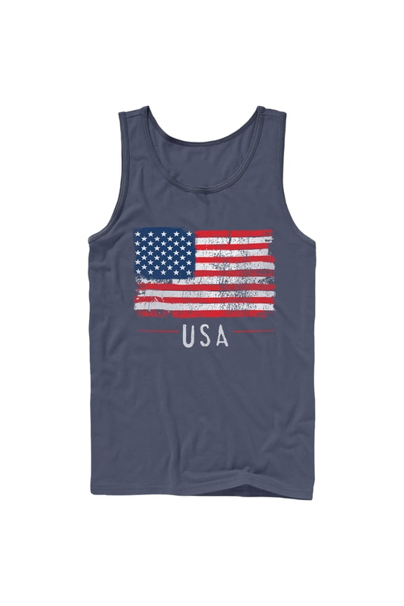 Men's Lost Gods Fourth of July USA Flag Freedom Tank Top Navy Blue 2X Large