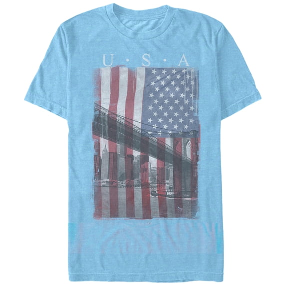 Men's Lost Gods Fourth of July USA Flag NYC Skyline Graphic T-Shirt