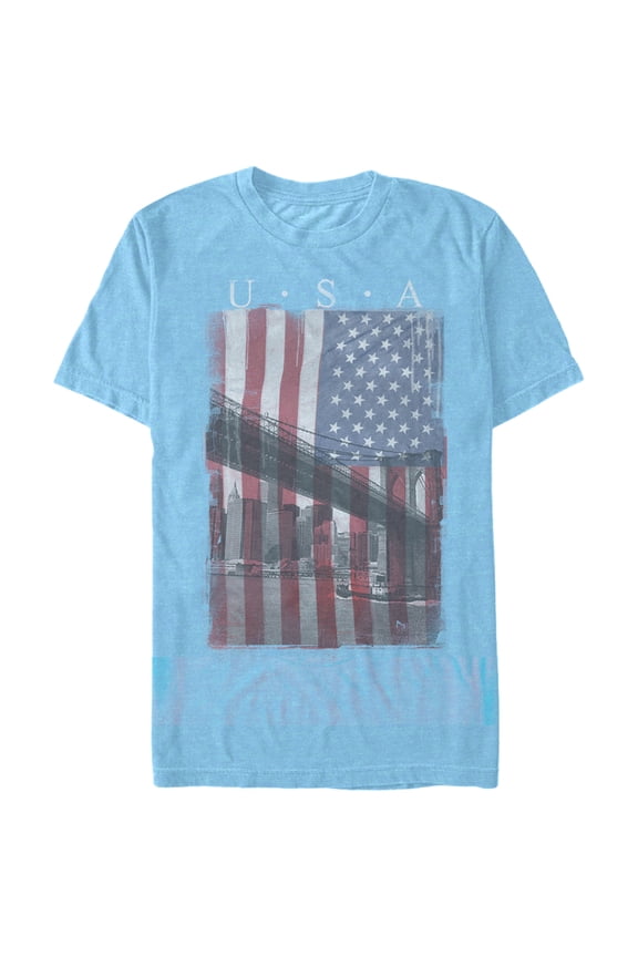 Men's Lost Gods Fourth of July USA Flag NYC Skyline Graphic T-Shirt