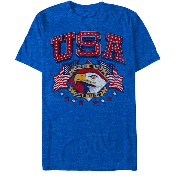Men's Lost Gods Fourth of July USA Free Brave Graphic Tee Royal Blue Heather 2X Large