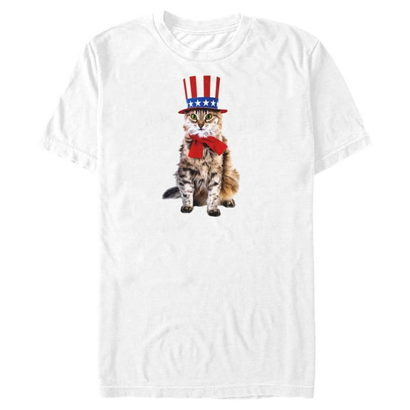Men's Lost Gods Fourth of July Uncle Sam Cat Graphic T-Shirt Big & Tall