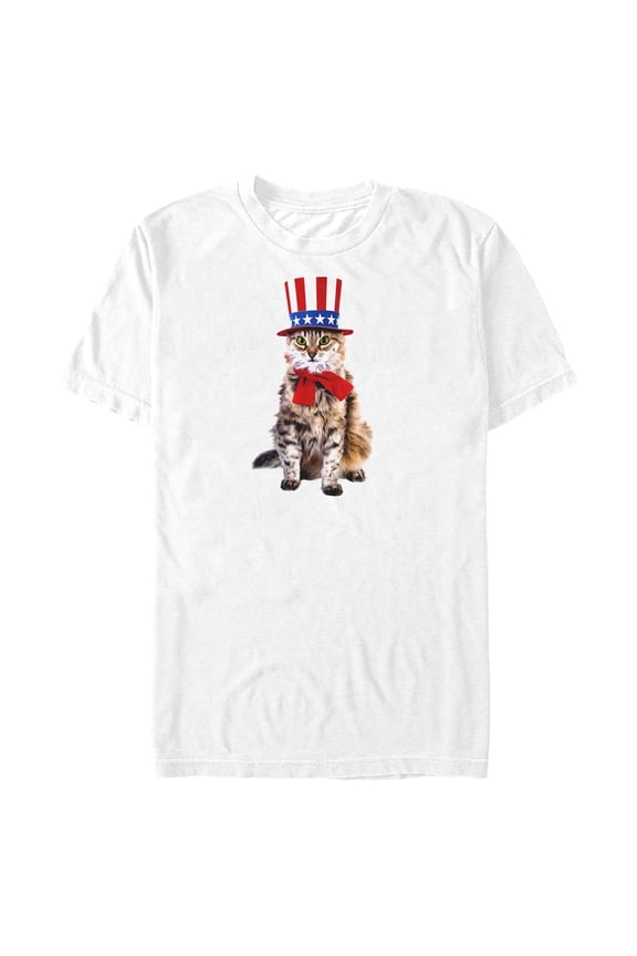 Men's Lost Gods Fourth of July Uncle Sam Cat Graphic T-Shirt Big & Tall