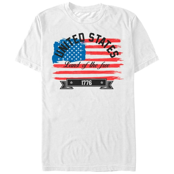 Men's Lost Gods Fourth of July United States Land of the Free 1776 Graphic Tee White Small