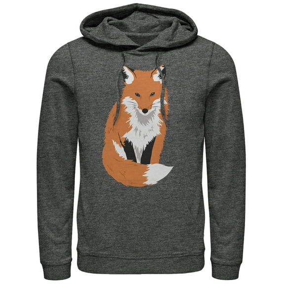 Men's Lost Gods Furry Fox  Pull Over Hoodie Charcoal Heather X Large