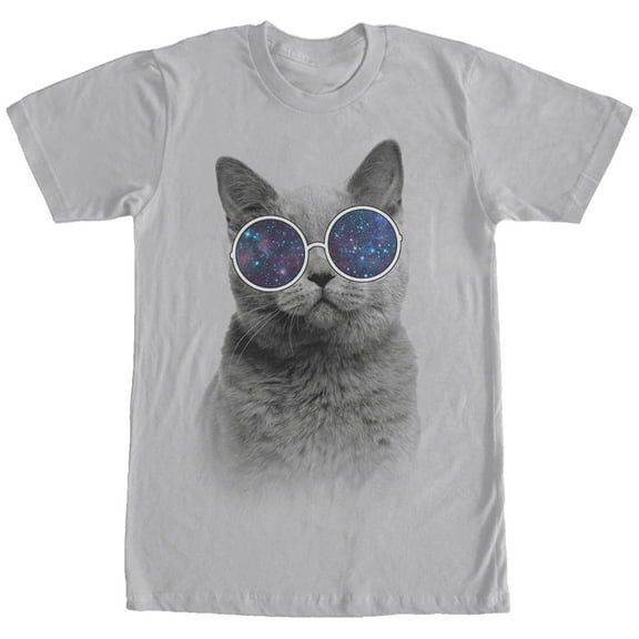 Men's Lost Gods Galaxy Goggles Cat Graphic Tee Silver 2X Large
