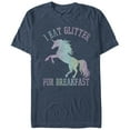 thumbnail image 1 of Men's Lost Gods Glitter Breakfast Unicorn  Graphic Tee Navy Blue Heather Small, 1 of 3