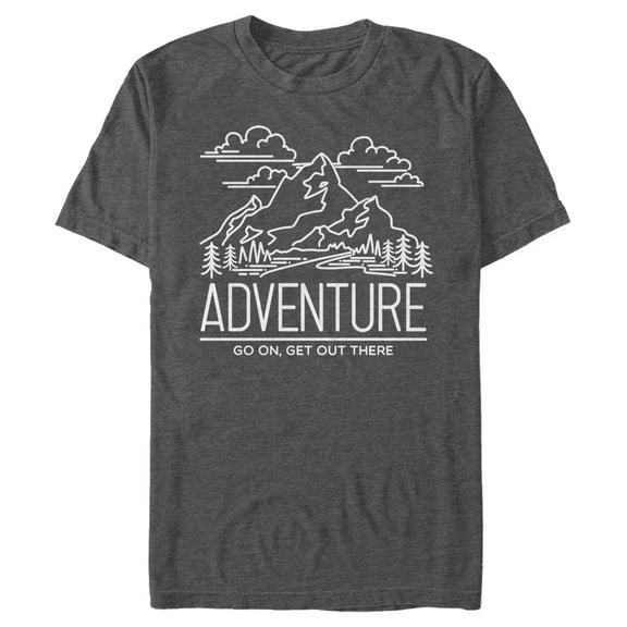 Men's Lost Gods Go On Adventure Line  Graphic Tee Charcoal Heather Medium