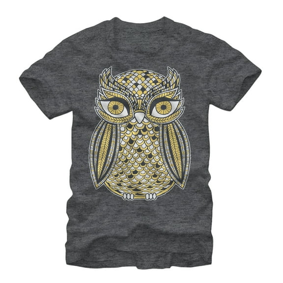 Men's Lost Gods Golden Owl  Graphic Tee Charcoal Heather Medium