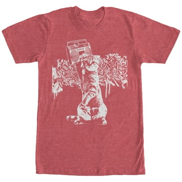 Men's Lost Gods Graffiti Boombox Cat  Graphic Tee Red Heather 2X Large